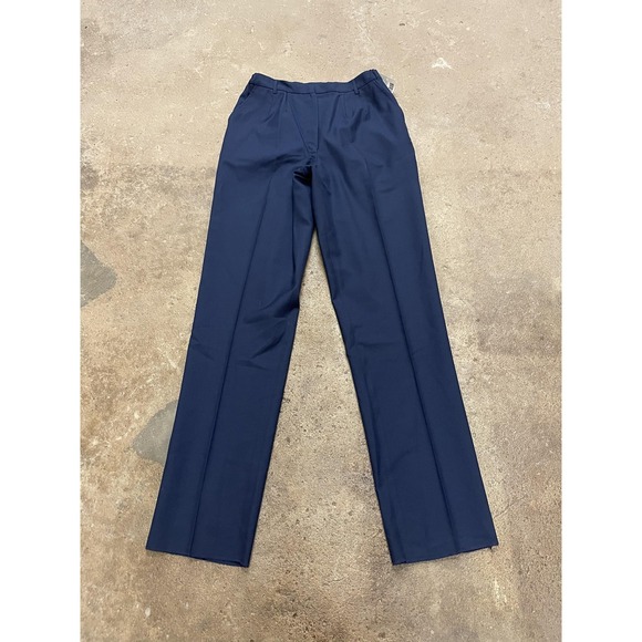 Dscp Pants - Vintage DSCP Dress Pants Womens 12WR Blue Wool Blend Pleated Uniform 90s